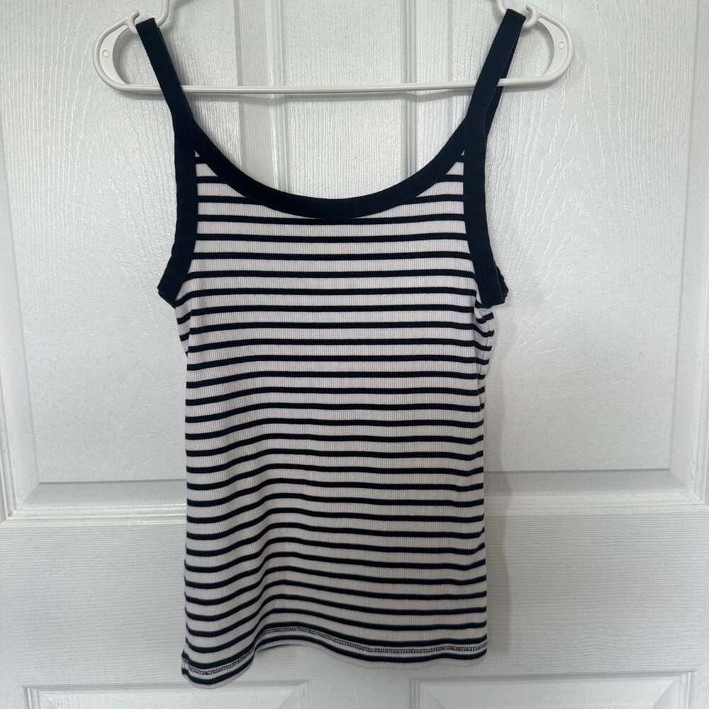 H&M Black and White Striped Ribbed Tank Top